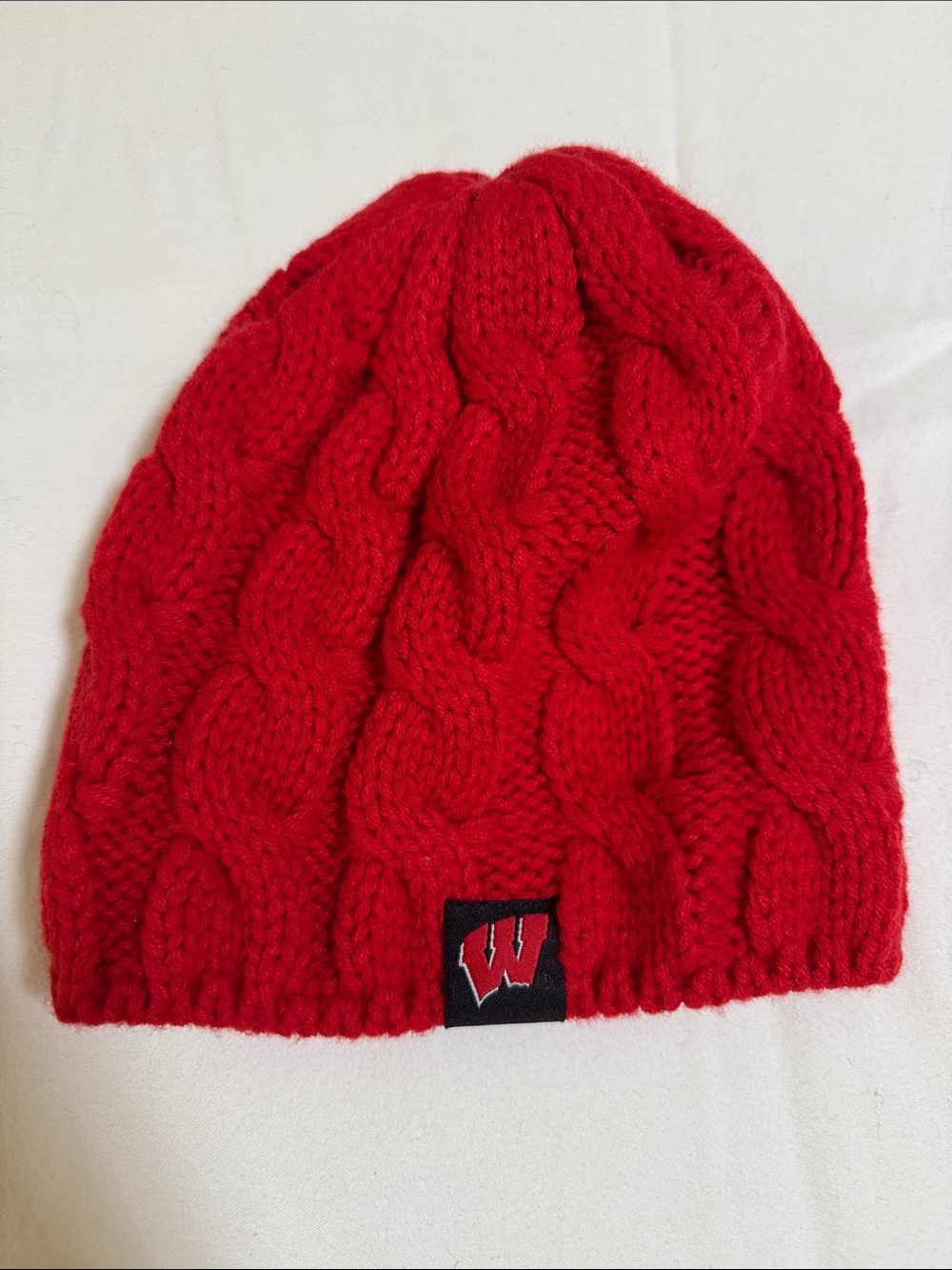 Adidias Wisconsin Red Cable Knit Beanie NWOT